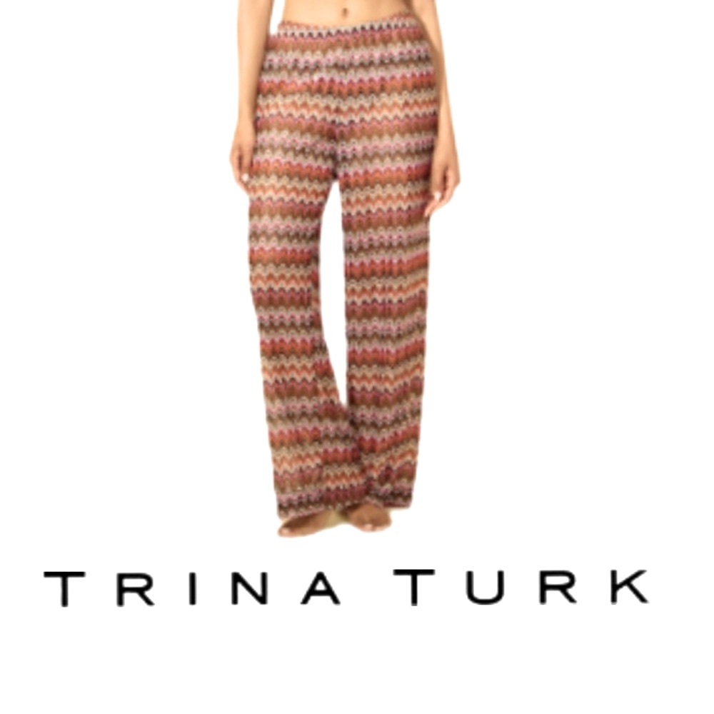 TRINA TURK | MultiColor ZigZag Crochet Lined Wide Legged Pants Summer Beach Boho
